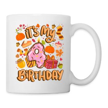 C’est mon 4 anniversaire automne feuille d’érable automne automne - Mug blanc - blanc - Droite