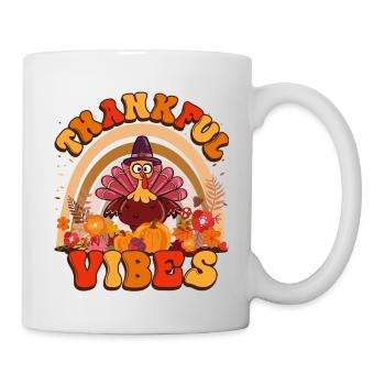 Thankful Vibes Thanksgiving Türkei Urlaub Blumen - Tasse - Weiß - Rechts