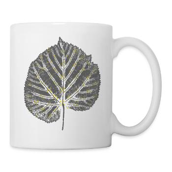 Linden leaf sheet LINDE grey / with yellow dots - Mug - white - Right