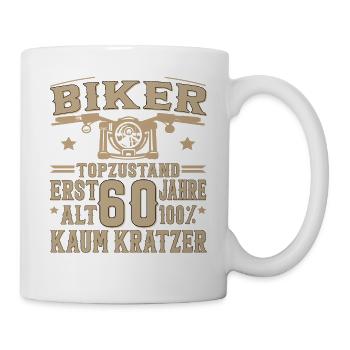 60 Geburtstag Mann Biker 60 Jahre Motorrad - Tasse - Weiß - Rechts