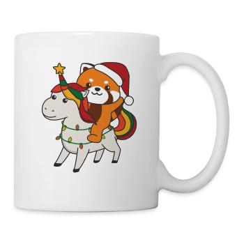 Weihnachts Roter Panda frohe Weihnachten Einhorn - Tasse - Weiß - Rechts