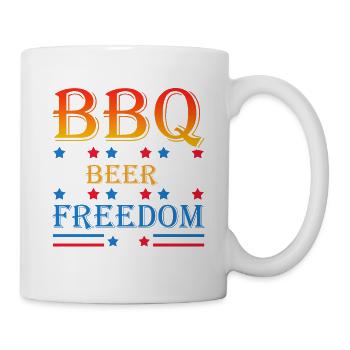 Bbq Li-beer-ty Freiheit 4. Juli Unabhängigkeitstag - Tasse - Weiß - Rechts