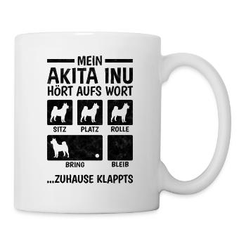 Akita Inu Zuhause klappts japanischer Spitz - Tasse - Weiß - Rechts