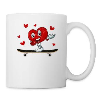 Valentinstag Herz Reiten Skateboard Liebhaber - Tasse - Weiß - Rechts
