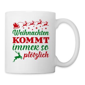 Weihnachten kommt immer so plötzlich - Tasse - Weiß - Rechts