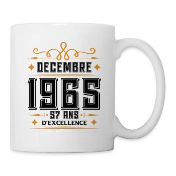 né en DÉCEMBRE 1965, 57 ans, cadeau d'anniversaire - Mug blanc - blanc - Droite
