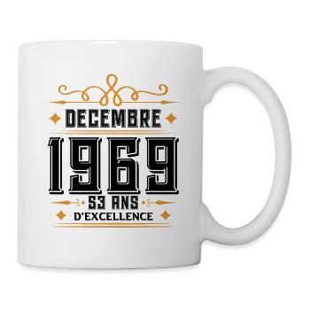 né en DÉCEMBRE 1969, 53 ans, cadeau d'anniversaire - Mug blanc - blanc - Droite