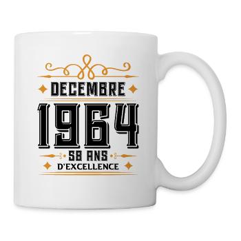 né en DÉCEMBRE 1964, 58 ans, cadeau d'anniversaire - Mug blanc - blanc - Droite