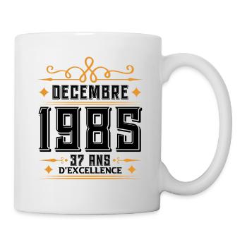 né en DÉCEMBRE 1985, 37 ans, cadeau d'anniversaire - Mug blanc - blanc - Droite