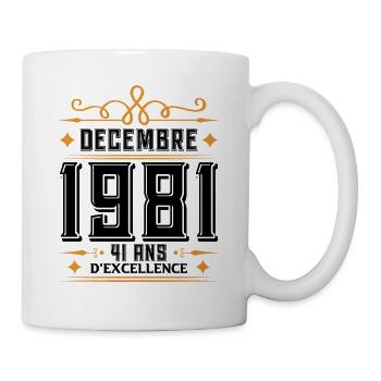 né en DÉCEMBRE 1981, 41 ans, cadeau d'anniversaire - Mug blanc - blanc - Droite