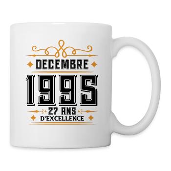 né en DÉCEMBRE 1995, 27 ans, cadeau d'anniversaire - Mug blanc - blanc - Droite