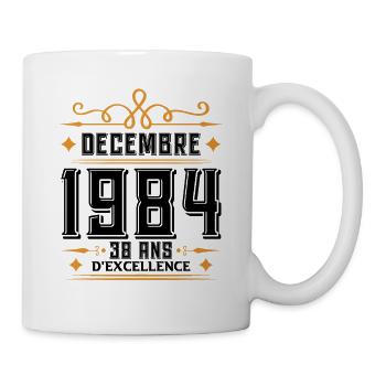 né en DÉCEMBRE 1984, 38 ans, cadeau d'anniversaire - Mug blanc - blanc - Droite
