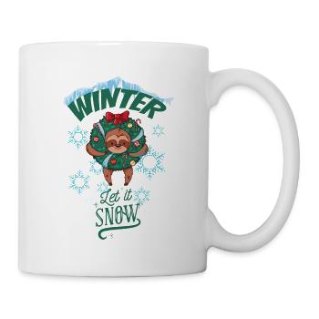 Faultier Weihnachten Winter T-Shirt - Tasse - Weiß - Rechts