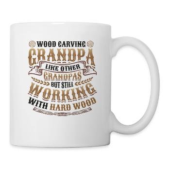 Sculpture sur bois Grand-père Charpentier Travail du bois - Mug blanc - blanc - Droite