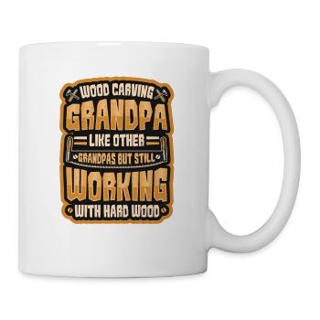 Sculpture sur bois Grand-père Charpentier Travail du bois - Mug blanc - blanc - Droite