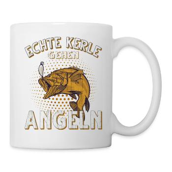 Echte Kerle Gehen Angeln Fischen Angler - Tasse - Weiß - Rechts