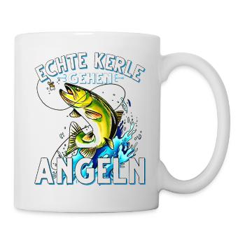 Echte Kerle Gehen Angeln Fischen Angler - Tasse - Weiß - Rechts