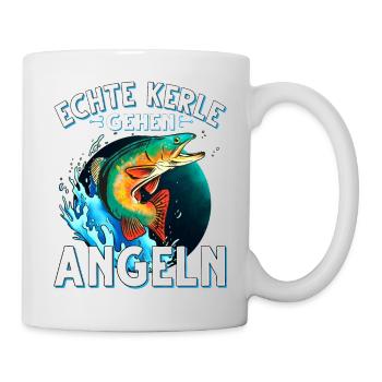 Echte Kerle Gehen Angeln Fischen Angler - Tasse - Weiß - Rechts