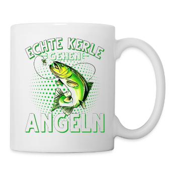 Echte Kerle Gehen Angeln Fischen Angler - Tasse - Weiß - Rechts