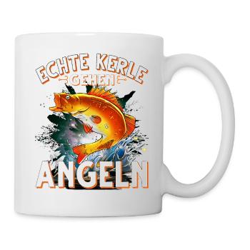 Echte Kerle Gehen Angeln Fischen Angler - Tasse - Weiß - Rechts