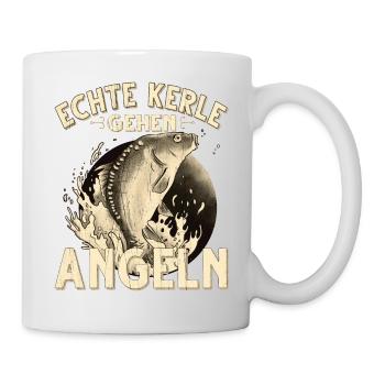 Echte Kerle Gehen Angeln Fischen Angler - Tasse - Weiß - Rechts