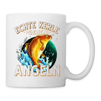 Echte Kerle Gehen Angeln Fischen Angler - Tasse - Weiß - Rechts