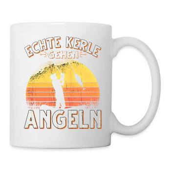 Echte Kerle Gehen Angeln Fischen Angler - Tasse - Weiß - Rechts