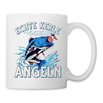 Echte Kerle Gehen Angeln Fischen Angler - Tasse - Weiß - Rechts