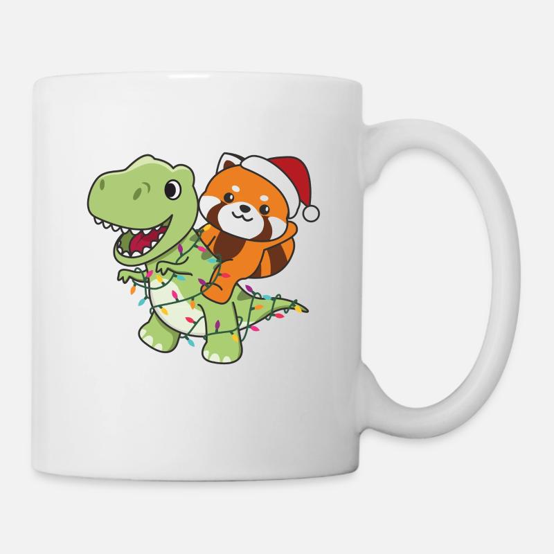 Red Panda Trex Christmas Snow Winter Animals - Mug - white