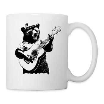 Lustiger Bär spielt Gitarre und singt - Tasse - Weiß - Rechts