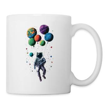 Astronaute volant dans l’espace sur des ballons - Mug blanc - blanc - Droite