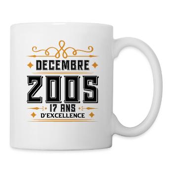 né en DÉCEMBRE 2005, 17 ans, cadeau anniversaire. - Mug blanc - blanc - Droite