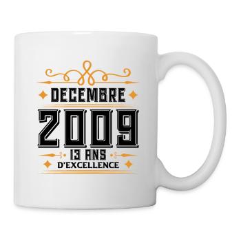 né en DÉCEMBRE 2009, 13 ans, cadeau anniversaire. - Mug blanc - blanc - Droite