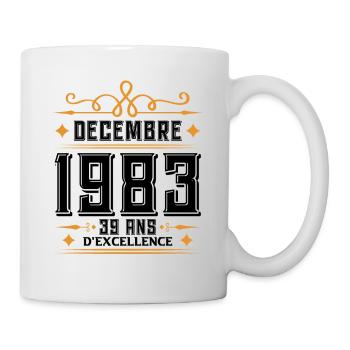 né en DÉCEMBRE 1983, 39 ans, cadeau anniversaire. - Mug blanc - blanc - Droite
