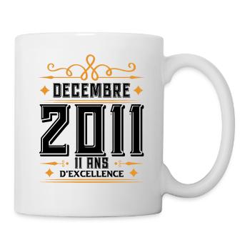 né en DÉCEMBRE 2011, 11 ans, cadeau anniversaire. - Mug blanc - blanc - Droite