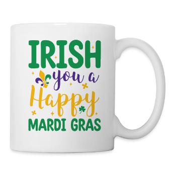 Irish You A Happy Mardi Gras Green Clover - Mug - white - Right