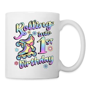 Rolling Into 1st Birthday Roller Skater Inline - Mug - white - Right
