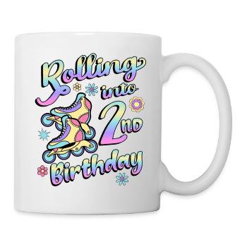 Rolling Into 2nd Birthday Roller Skater Inline - Mug - white - Right