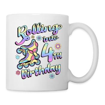 Rolling Into 4th Birthday Roller Skater Inline - Mug - white - Right