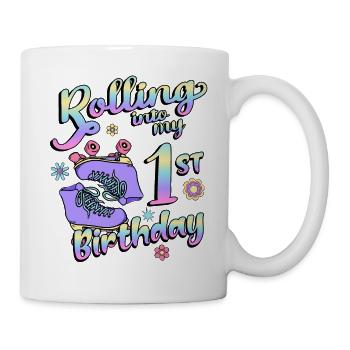 Rolling Into My 1st Birthday Quad Skater - Tasse - Weiß - Rechts