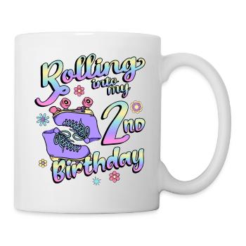 Rolling Into My 2nd Birthday Quad Skater - Tasse - Weiß - Rechts