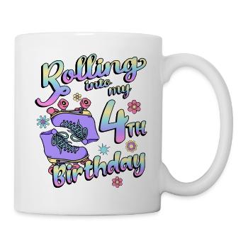 Rolling Into My 4th Birthday Quad Skater - Tasse - Weiß - Rechts