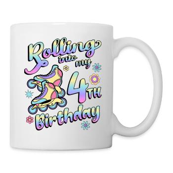 Rolling Into My 4th Birthday Roller Skater Inline - Mug - white - Right