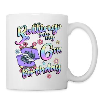 Rolling Into My 6th Birthday Quad Skater - Tasse - Weiß - Rechts