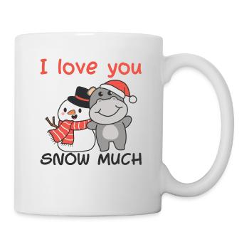 Hippo I love you snow much snowman wordplay - Mug - white - Right
