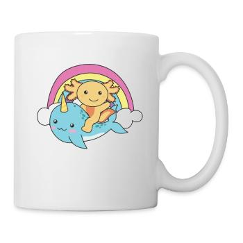 Narval Axolotl Ocean Unicorn kawaii Arc-en-ciel - Mug blanc - blanc - Droite