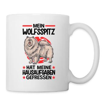 Wolfsspitz Hausaufgaben deutscher Spitz Keeshond - Tasse - Weiß - Rechts