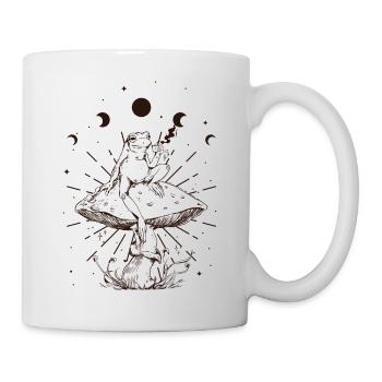 Cottagecore Aesthetic Moon Phases Frog Sipping Tea - Mug - white - Right