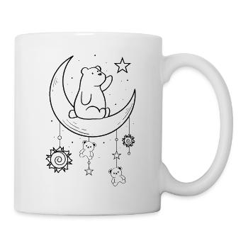 Bohemian Aesthetic Kawaii Bear Sun and Moon - Mug - white - Right