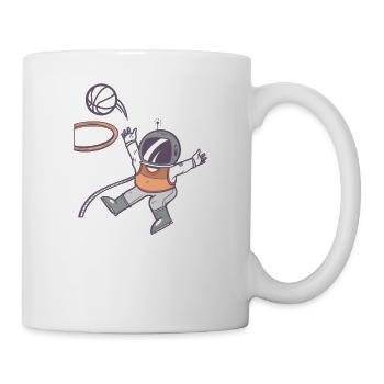 Astronaut plays basketball in the universe - Mug - white - Right